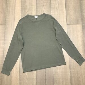 J.CREW Shirt Mens Size M Green Beach Thermal Crewneck Linen Oarsman Long Sleeve
